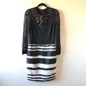 St. John Black Striped Jeweled Dress 4
